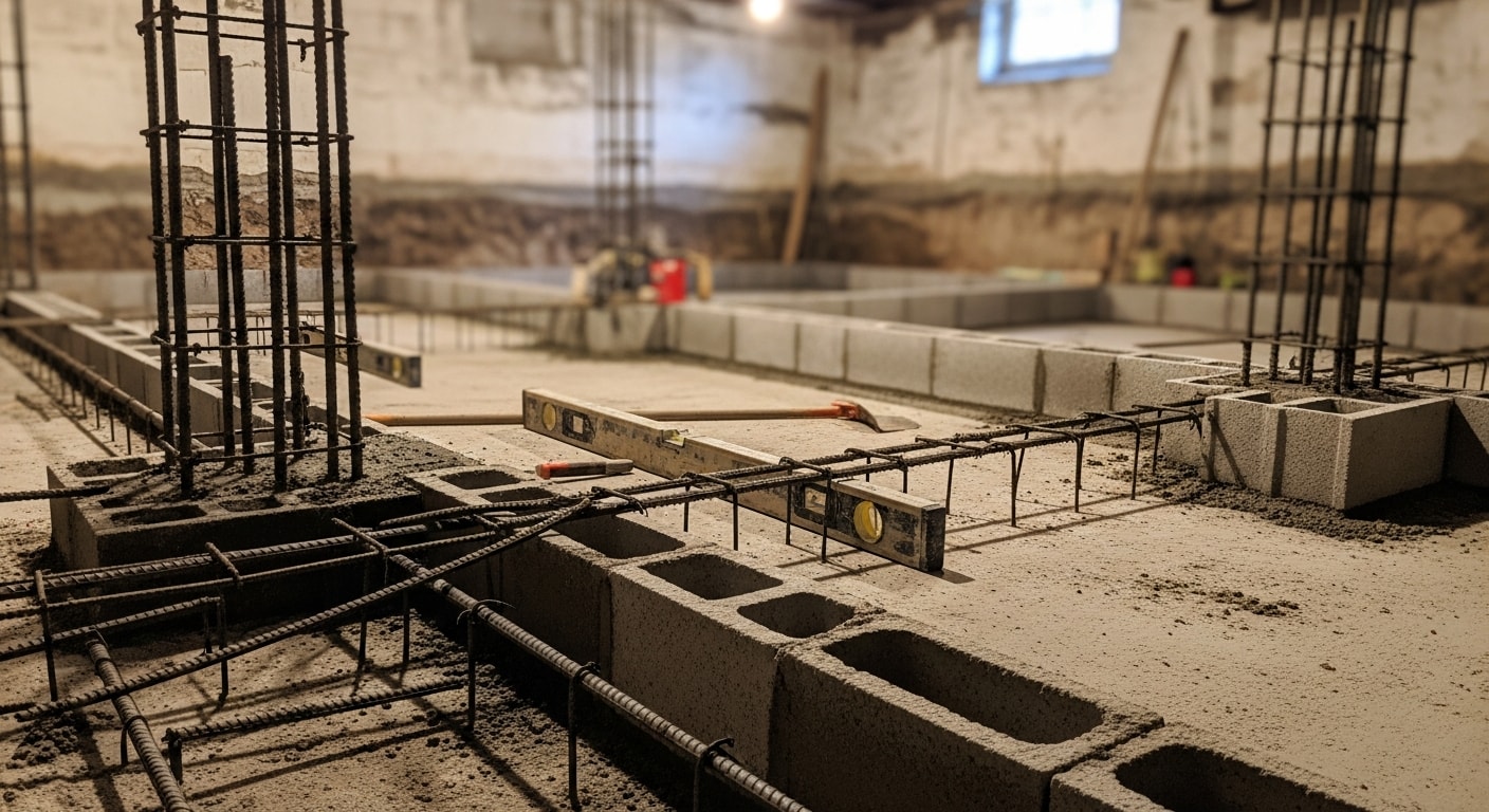Foundation repair and installation work on residential property