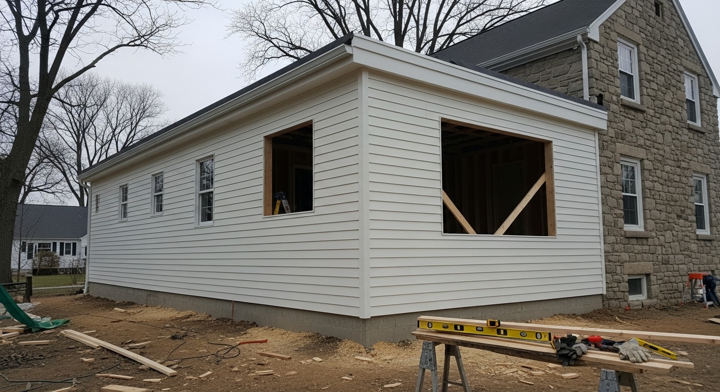 General contractor team framing a new home addition in Pennsylvania