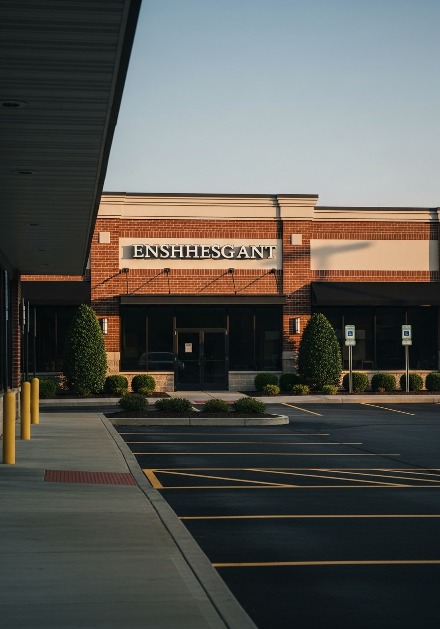 Hershey area commercial property with professional signage and parking area.